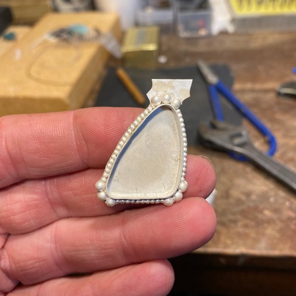 Handmade Pendant with Silicated Chrysocolla and Malachite set in Sterling Silver - Picture 10 of 11